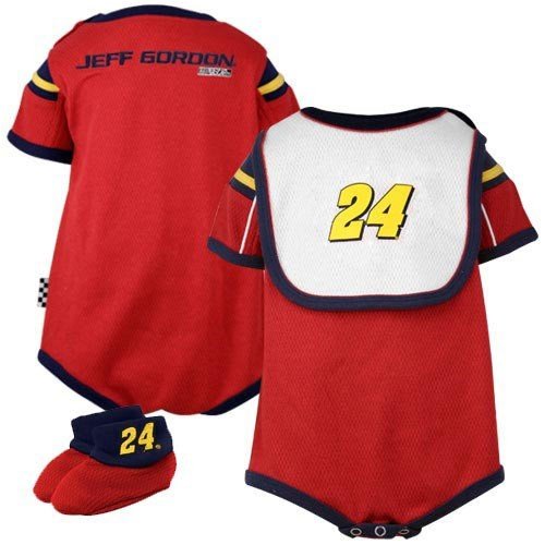 #24 Jeff Gordon Infant Red Speedway Mesh Bib & Booties Set