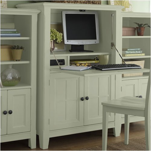 Riverside Furniture 52136 Spring Street 37" W Drop Lid Computer Cabinet in Clear Spring Green