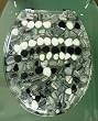 Lucite Black & White Stone Marble Style Bathroom Toilet Seat