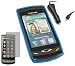 iTALKonline ProGel TRIO BLUE Soft GEL Case/Cover/Skin, LCD Screen/Scratch Protector, In Car Charger For Samsung S8500 Wave
