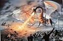 Dragon Battle (Breathing Fire, Huge) Art Poster Print - 40" X 60"