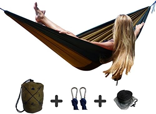 Travel Accessories Hammock, FREE Tree Straps, Top Rated Parachute Hammocks for Camping, Hiking, Backpacking. Compact, Portable and Lightweight for your Adventure, Experience the Guarantee Today!