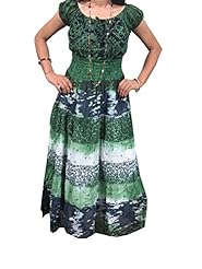 Sexy Cotton Shirred Floral Print Tie Dye Print Peasant Dress/Maxi Dress 