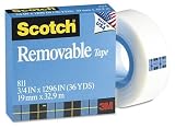 3M 811341296 Removable matte write-on tape, 3/4 x 1296, 1 core, Carton of 144 rolls