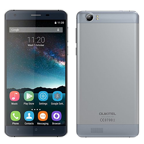 Oukitel K6000 2G+16G 6000mAh Battery Unlocked Smartphone with Android 5.1 MT6735p 13.0MP+5.0MP 5.5inch Screen (Sky grey)