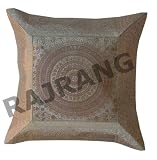 Awsome Elegant Look Floral Design Banarsi Cushion Pillow Cover Set with Brocade Work Cushion Cover Throw Pillow Cover Comforter Sets India (Size 16x16) (5 Pcs)