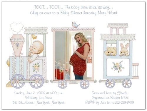 51fO3OFLanL Photo Baby Train Baby Shower Invitations   Set of 20