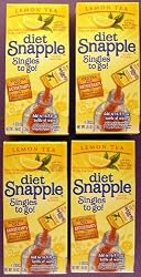 Diet Snapple Singles to Go Lemon Tea (4 Sticks in each box) 4 BOXES