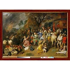 Bild mit Rahmen: David Ryckaert III, "D.Ryckaert, Die Leiden der Bauern", 71 x 50 - Holz Markant: Dunkelbraun