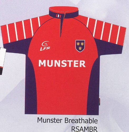 MUNSTER BREATHABEL RUGBY SHIRT (XXL, BLACK STRIPES) MUNSTER BREATHABEL RUGBY SHIRT (XXL, BLACK STRIPES)