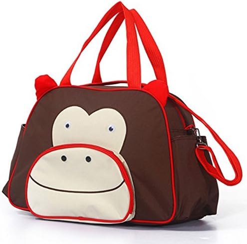 Venz 2Pcs/Set Cartoon Design Multifunction Baby Diaper Bag Mommy Feeding Handbag Tote Shoulder Bag (brown monkey)