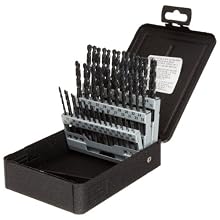 Precision Twist C60R18 High Speed Steel Jobber Length Drill Bit Set with Metal Case, Black Oxide Finish, 118 Degree Conventional Point, Wire Size, 60 piece, #60 to #1