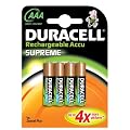 DURACELL Supreme Micro AAA, Akku Ni-MH Mikro, Rechargeable Accu, LR03/HR03 1000mAh, 1.2V, 4er Blister