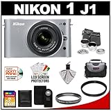 Nikon 1 J1 10.1 MP Digital Camera Body with 10-30mm VR Lens (Silver) with 3 ....