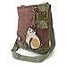 Chala Handbags Patchwork Crossbody Canvas Messenger Bags with Faux Leather Animal Coin Purse, Mauve Cat