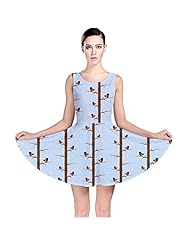 General Print Stretchy Polyester/Spandex Winter Skater Dress 