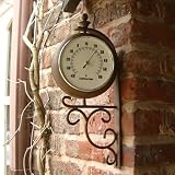 Antique Rust Rotating Clock/Thermometer