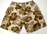 Regular and Big-Tall Mens Swim Trunks with Elastic Drawstring Waist and Board Short Style Front, 2 Inseam Slit Pockets and 2 Side Patch Pockets. Mesh Lined. Brown Floral Floral in Sizes S - 4XL