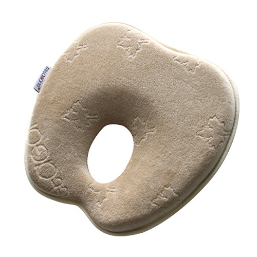 Mittagong Infant Headrest Prevent Flat Round Memory Foam Baby Pillow,Coffee