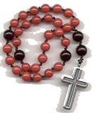 Anglican Prayer Beads, Rosary - Red Mountain Jade/Black Czech Glass