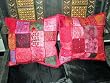 2 Embroidered Sari Cushion Cover Brink Pink Toss Pillows Covers 16"