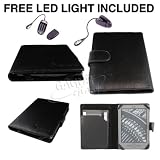 GADGET GIANT AMAZON KINDLE 4 (2011 MODEL) BLACK Executive Leather Book / Wallet Case / Cover / Pouch – With Internal Holder and Document Sleeve + FREE Screen Protector – (2011 Latest 4th Generation Kindle, £89, Wi-Fi, 6″ E Ink Display) – COMES WITH A FREE CLIP-ON LED LIGHT FOR EASY READING