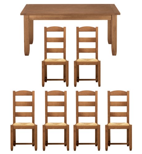 Hemsley Dining Table and 6 Rush-Seat Chairs