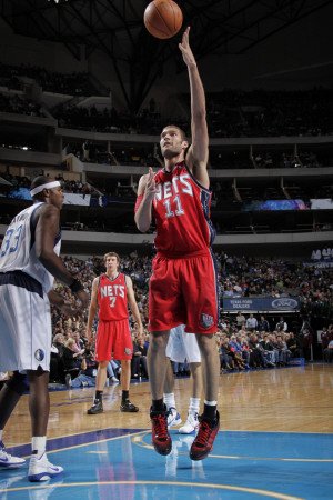 New Jersey Nets v Dallas Mavericks: Brook Lopez and Brendan Haywood Photographic Poster Print by Glenn James, 24x36