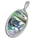 Sterling Silver Oval Paua Shell Pendant by Sajen