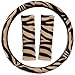 Oxgord 17pc Set Zebra Animal Print / Camel Beige, Tan Auto Seat Covers Set - Airbag Compatible - Front Low Back Buckets - 50/50 or 60/40 Rear Split Bench - 5 Head Rests - Universal Fit for Car, Truck, Suv, or Van - FREE Steering Wheel Cover