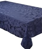 69RND DAMASK TABLECLOTH NAVY