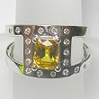 14K White Gold Yellow Ceylon Sapphire and Diamond Ring