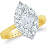 51fOgxRX55L. SL160  14k Yellow OR White Gold Diamond Engagement Invisible Solitaire Style Center Setting Channel Set Marquise Shape Center Princess and Round Brilliant Cut Diamond Ring 17mm (.99 cttw, G   H Color, SI2 Clarity)