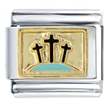 Three Cross Religious Italian Charms Bracelet Link