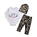 3Pcs Baby Girls Boys Outfits Set Long Sleeve Romper+Long Pants with Hat(70cm/0-3 Months)