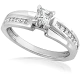 3/4 ctw Princess Cut Diamond Engagement Ring in 14kt White Gold