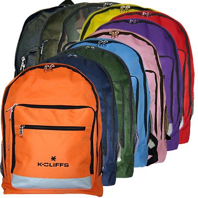 17 inch K-Cliffs Polyester School Backpack/ Outdoor Backpack/ Hiking Backpack with Reflective Strip