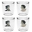 Greek Man & Greek Woman 12 oz Double-Old-Fashioned Insulated Beverage Tumblers Set, Clear (Set of 4)