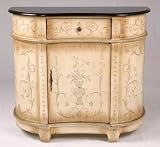 Traditional Style Antiqued Furniture – Black Granite Top Bombe Chest Credenza LT-0057