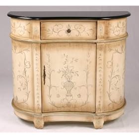 Traditional Style Antiqued Furniture - Black Granite Top Bombe Chest Credenza LT-0057 by HF Gallery