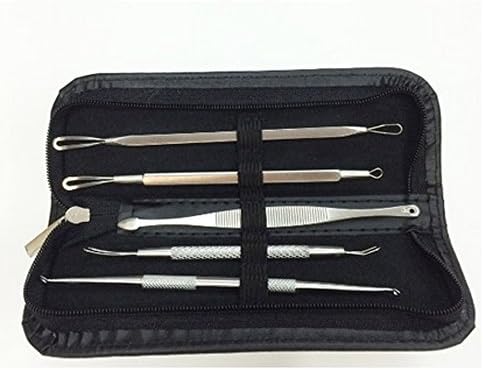 CGJY Blackhead & Blemish Remover Kit & Acne Pimple Extractors ,5-Piece Kit Black