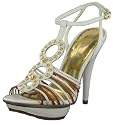 BCBG BCBGirls Debby Womens Shoes Sandals Heels Platforms White/Amaretto/Gold