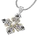 925 Silver, Freshwater Pearl & Onyx Cross Pendant with 18k Gold Accents