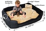 12683 Tierbett Schwarz-Beige INVERS ca. 120x90x30cm mit Innenkissen + Schmusekissen + Pipi-Schutz-Unterlage