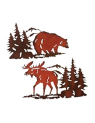 Home: Cabin Ironworks Moose Decor and Bear Decor Metal Wall Art Set (2 Pieces Included - 1 Bear and 1 Moose)- Cabin Decor. - Cabin Ironworks