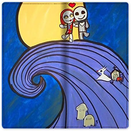 Vintage Style Gilr's Classic Leather Wallet Wristlet Strap Jack and Sally Pattern