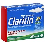 Claritin Indoor & Outdoor Allergies, Original Prescription Strength, 10 mg, Tablets, 20 ct.