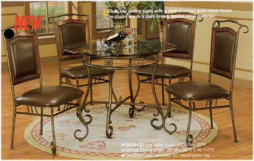 ROUND GLASS TOP DINING BROWN CHAIRS