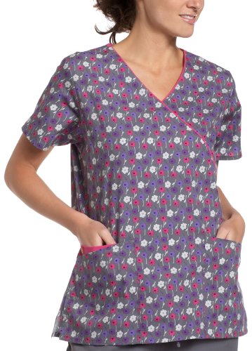 Dickies Scrubs Women's Print Wrap Top,Pfp,X-Large