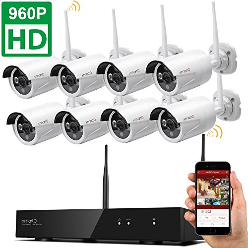 [Dream Liner WiFi Booster] xmartO WOS1388 8CH 960p HD Wireless Security Camera System with 8x 960p HD Outdoor Wireless IP Cameras (Built-in Router, 1.3MP Camera, IP66, 80ft IR, No HDD)